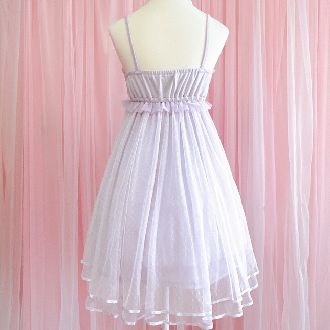 Axes femme poetique polka dot lace babydoll tulle dress in lavender