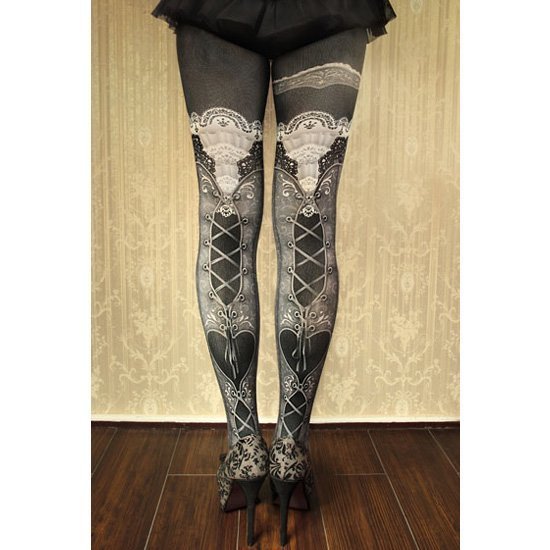 Abilletage Corset Tights “VICTORIAN” - Russian Grey - Socks and 