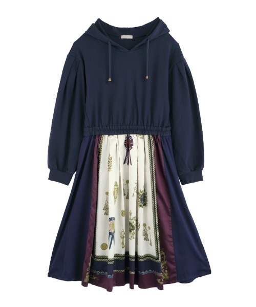 Axes femme Navy blue hoodie dress with print Hoodies Kei Market