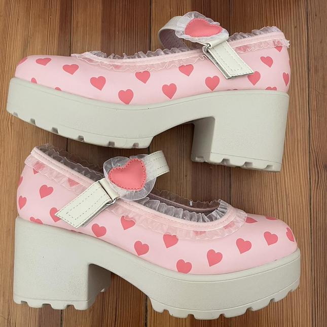 Melanie Martinez x Koi Footwear Pink Heart Mary Janes Shoes Kei