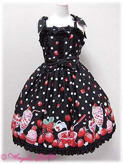 Angelic Pretty - Milky Berry JSK + KC set in Black - Dresses