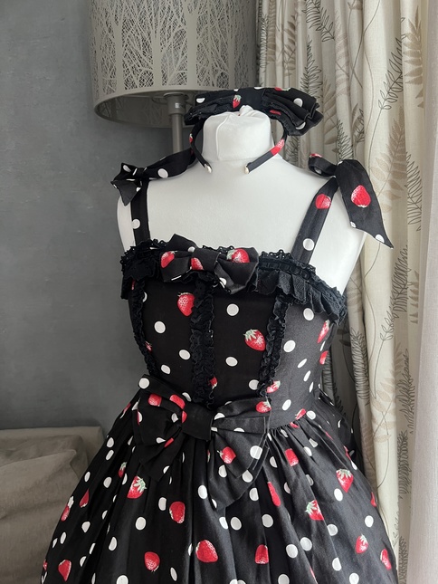 Angelic Pretty - Milky Berry JSK + KC set in Black - Dresses