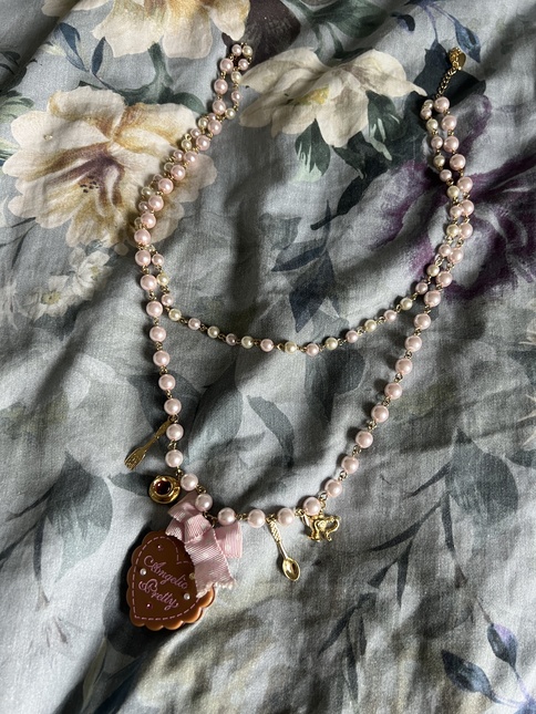 Angelic Pretty - Wonder Cookie Necklace in Light Brown+Pink