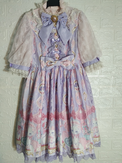 Angelic Pretty Dolly Cat OP in lavender - One Piece - Lace Market
