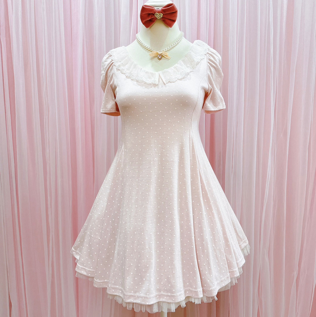 tralala pink dress 🍒Japan brand Tralala/Liz Lisa pink x white polka dot dress with lace🍒 -  Dresses