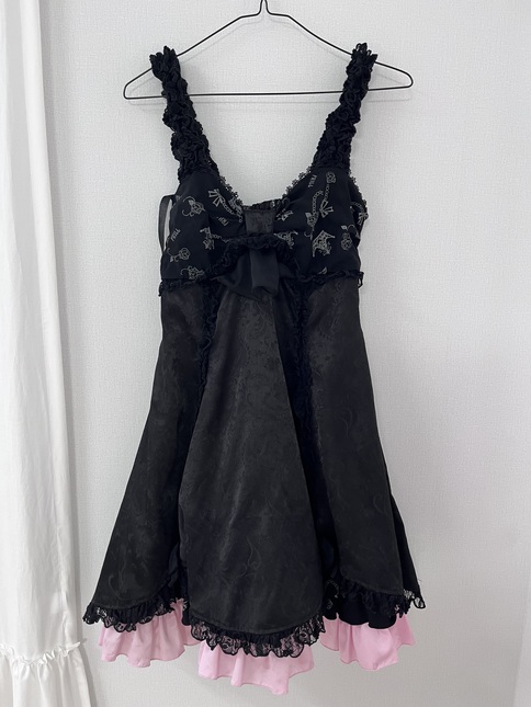 h.naoto frill ] black&pink jsk - Dresses - Lace Market: Lolita