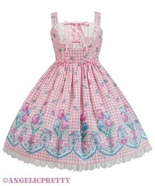 Angelic Pretty Tulip Bouquet JSK + Blouse - Jumperskirt - Lace