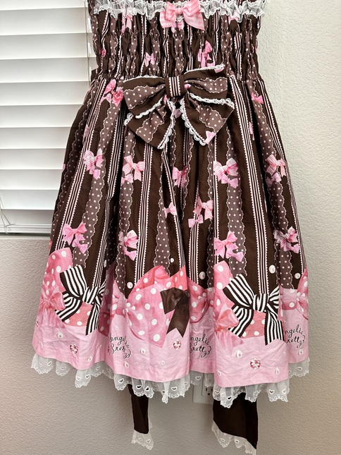 Angelic Pretty ~ Jewel Ribbon Shirring JSK ~ Brown x Pink ~ Lovely