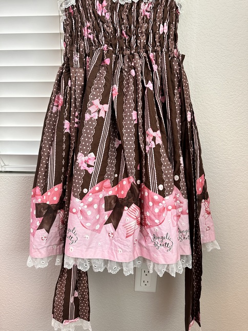 Angelic Pretty ~ Jewel Ribbon Shirring JSK ~ Brown x Pink ~ Lovely