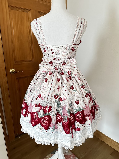 Angelic Pretty Little Bunny Strawberry Set - Jumperskirt - Lace