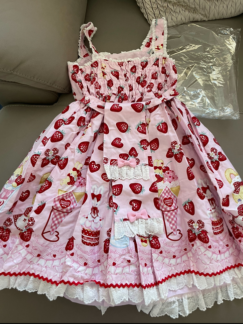 NWT) Angelic Pretty Lyrical Bunny Parlor JSK Pink - Jumperskirt