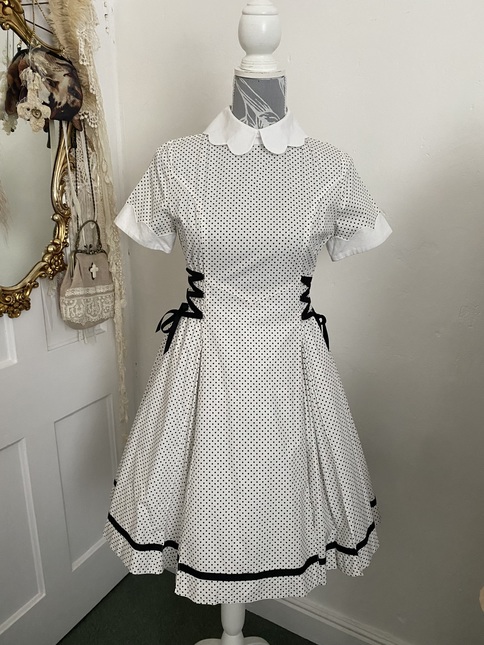 HeartE polka dot white x black OP with cloud/wing collar - One Piece ...