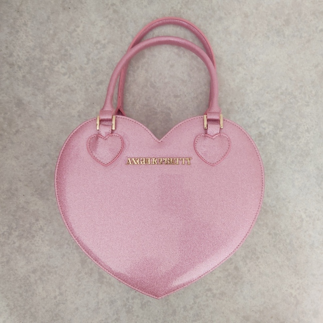 Angelic Pretty AP Glitter Love Heart Tote Bag in Pink - Bags and