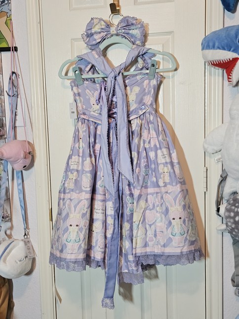 Angelic Pretty Fancy Paper Dolls JSK with Collar + Headbow Set in