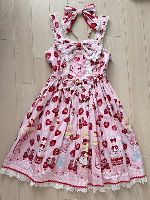 Angelic Pretty Lyrical Bunny Parlor JSK set pink (JSK+KC+OTK