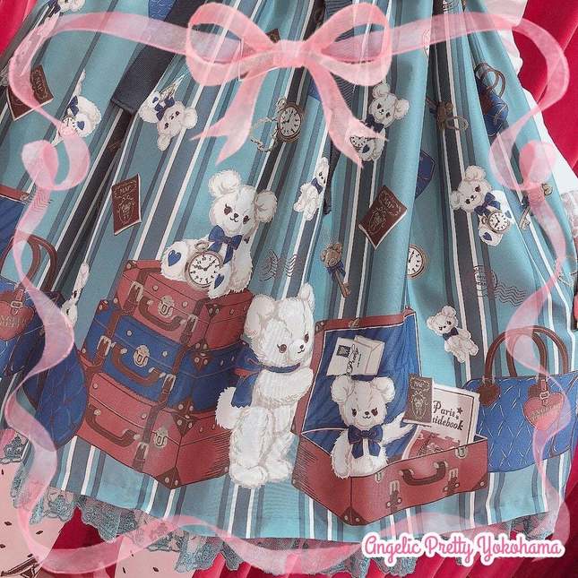 NWT) Angelic Pretty Travel Bear Special Collared JSK Set [Yokohama