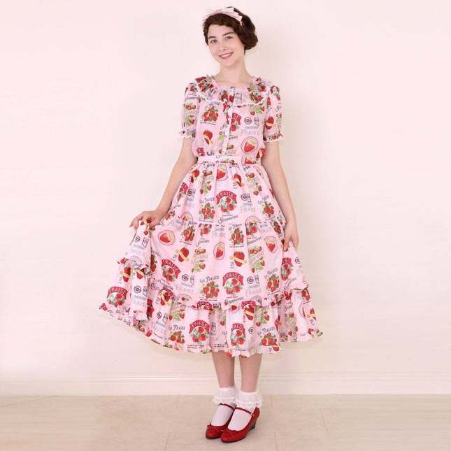 Vintage Strawberry Blouse and Skirt Set - Skirts - Lace Market  