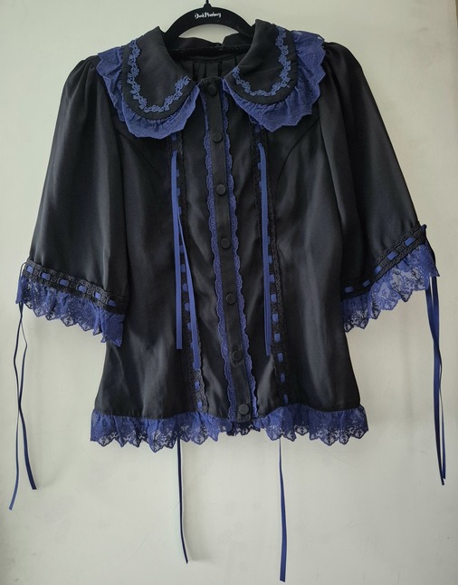 Vallée lys - Dreams Ladder Lace Blouse Navy - Blouses - Lace