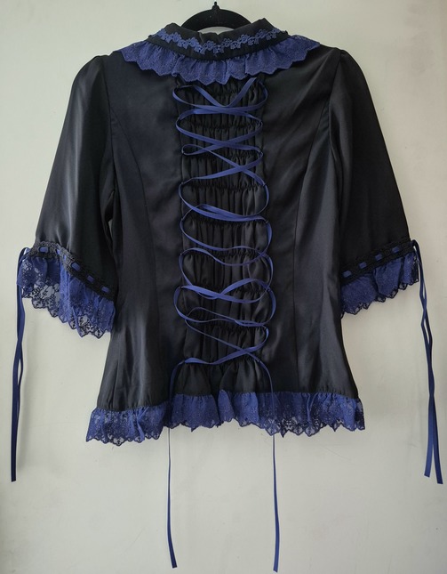 Vallée lys - Dreams Ladder Lace Blouse Navy - Blouses - Lace