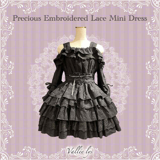 Valée lys Precious Embroidered Lace Mini Dress - One Piece - Lace