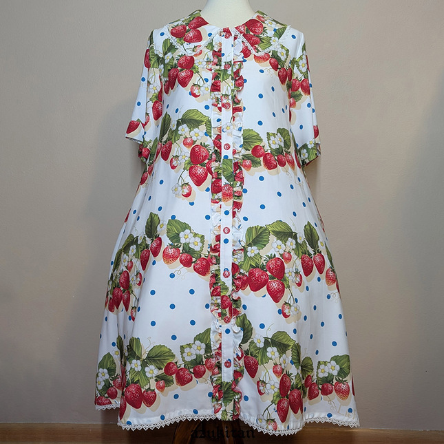LIEF ジューシーストロベリーOP FREE US SHIP] Lief Juicy Strawberry A Line OP, size XL, white