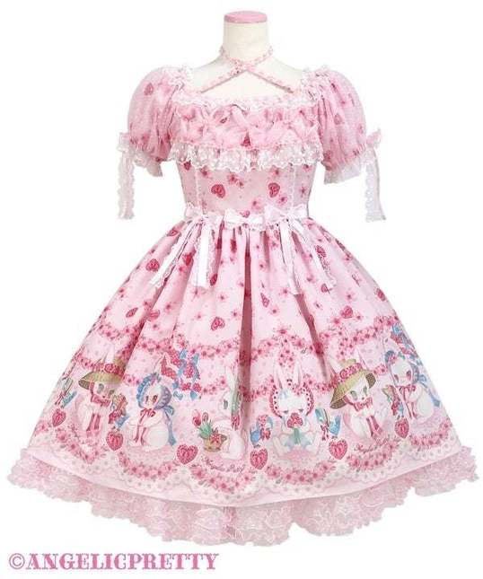 Plus size friendly* Angelic Pretty Ohanami Bunny OP pink - One