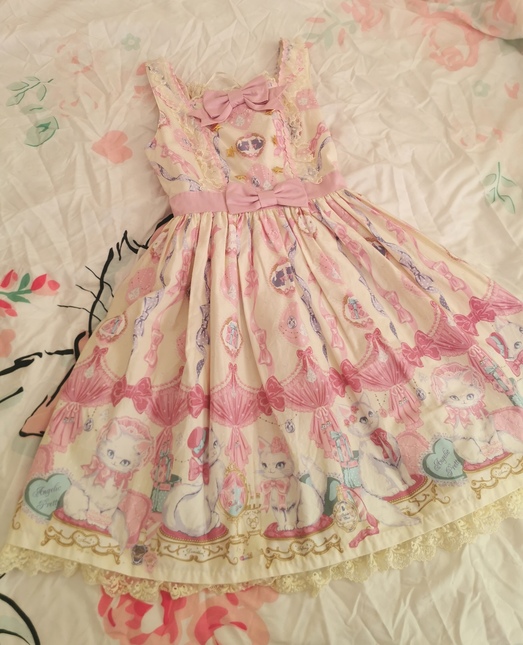 Angelic Pretty Dolly Cat Special JSK in Ivory - Dresses - Lace