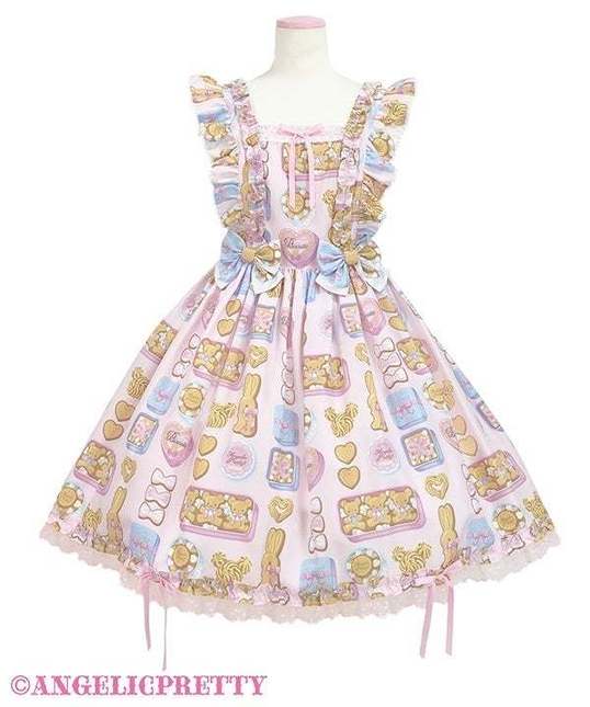 NWT) Angelic Pretty Sweet Cookie Box JSK in Pink - Jumperskirt