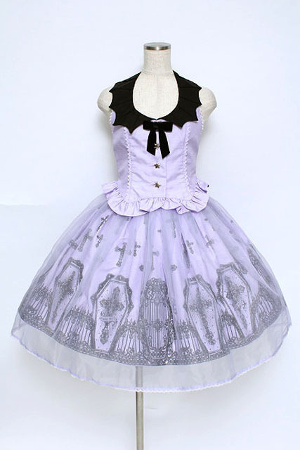 Angelic Pretty Horror Garden Lavender Special Set, Skirt & Gilet