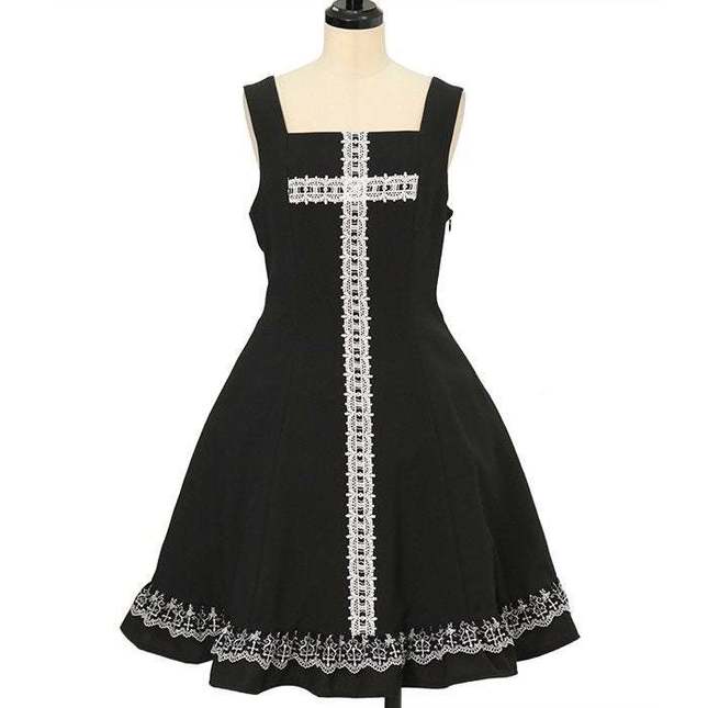 Moi Meme Moitie Rose Lace Cross JSK sz 9 - Jumperskirt - Lace