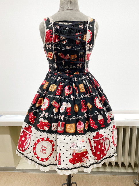 Angelic Pretty French Cafe Switching JSK + KC set - Dresses - Lace