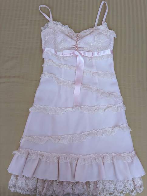 open lace back dress Pink Secret Love Glitter Mesh Gown with Diamante Belt main image 1