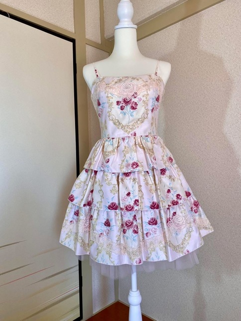 Jesus Diamante - pink rose ornament tiered dress size 40 - Dresses