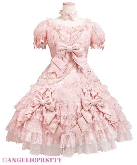 Angelic Pretty Princess Ribbon Decoration OP Dress with Choker and