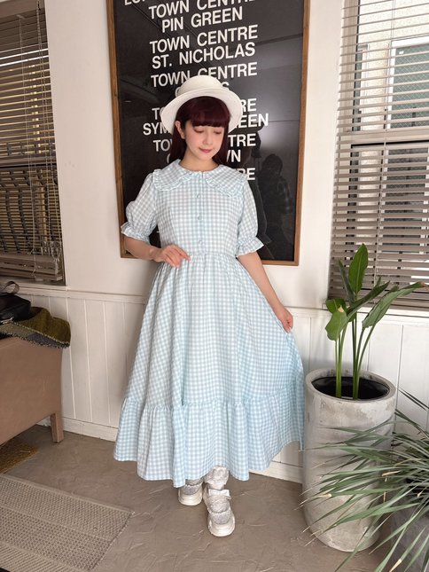 m♡petit Misako Aoki x Shimamura blue gingham dress - Dresses