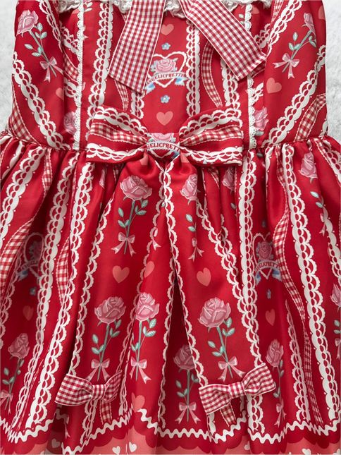 Angelic Pretty Be My Valentine JSK Red - Jumperskirt - Lace Market