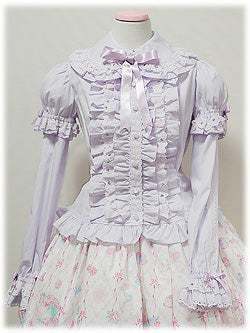 Angelic Pretty Decoration Ruffle Blouse Lavender - Blouses - Lace