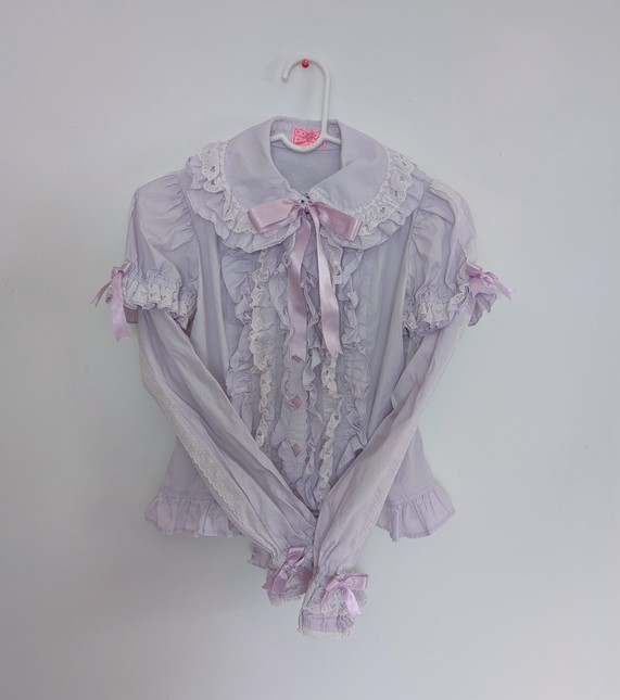 Angelic Pretty Decoration Ruffle Blouse Lavender - Blouses - Lace