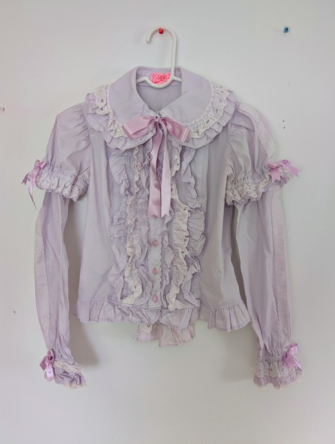 Angelic Pretty Decoration Ruffle Blouse Lavender - Blouses - Lace