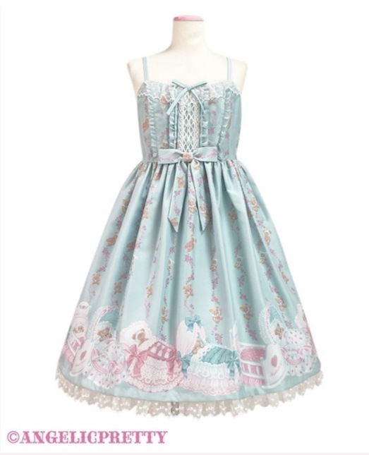 Angelic Pretty Dreaming Tiny Bear Mint Green JSK dress