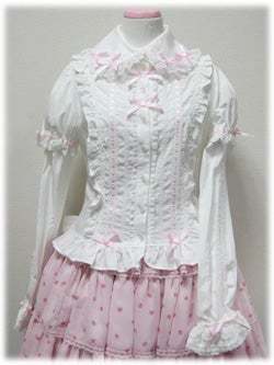 Relist* Angelic Pretty Ladder Lace Blouse with Ribbon in Pink