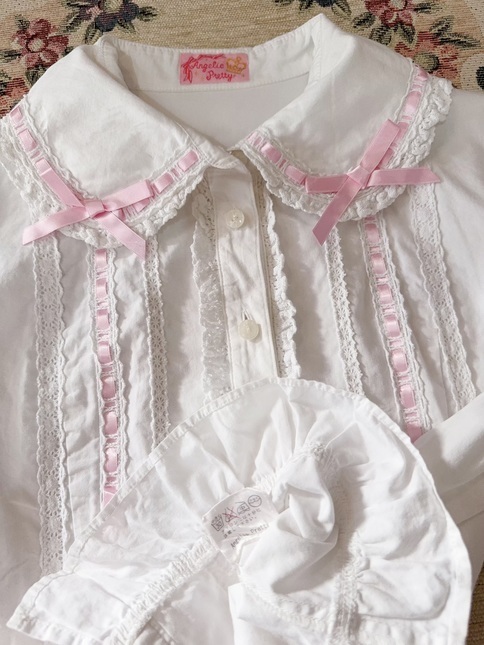 Relist* Angelic Pretty Ladder Lace Blouse with Ribbon in Pink