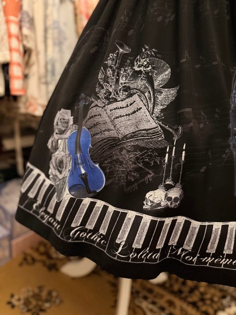 Moi meme Moitie - Harpsichord Trio Print Satin Short Sleeve OP