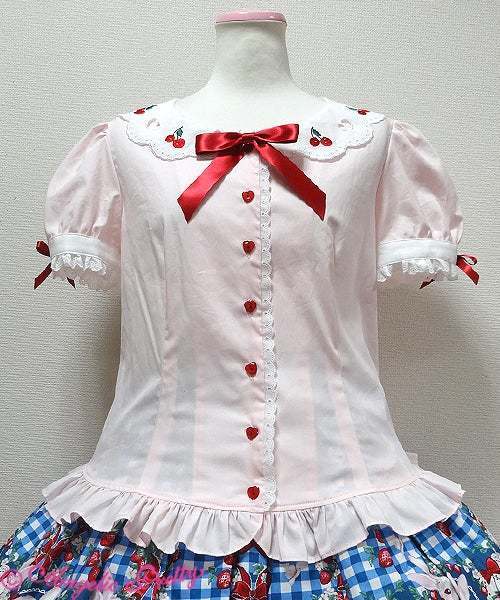 NWT Angelic Pretty Lovely Cherry Blouse Pink - Blouses - Lace