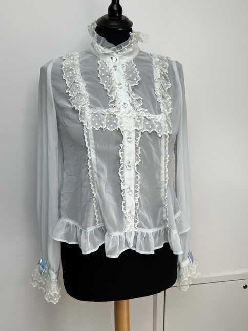Angelic Pretty Aqua doll blouse sax - missing bow - Blouses - Lace