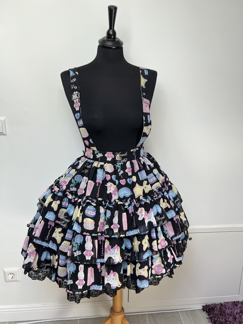 Angelic pretty Photogenic Pallet skirt black - Skirts - Lace