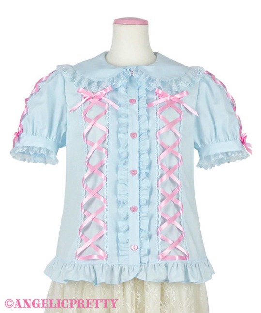 Angelic Pretty Lace up Blouse in Sax - Tops - Lace Market: Lolita