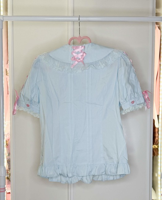 Angelic Pretty Lace up Blouse in Sax - Tops - Lace Market: Lolita