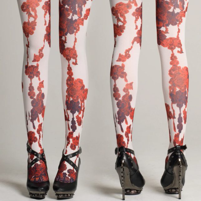 NWT h.NAOTO White Bloody Rose Tights - Socks and Tights - Lace