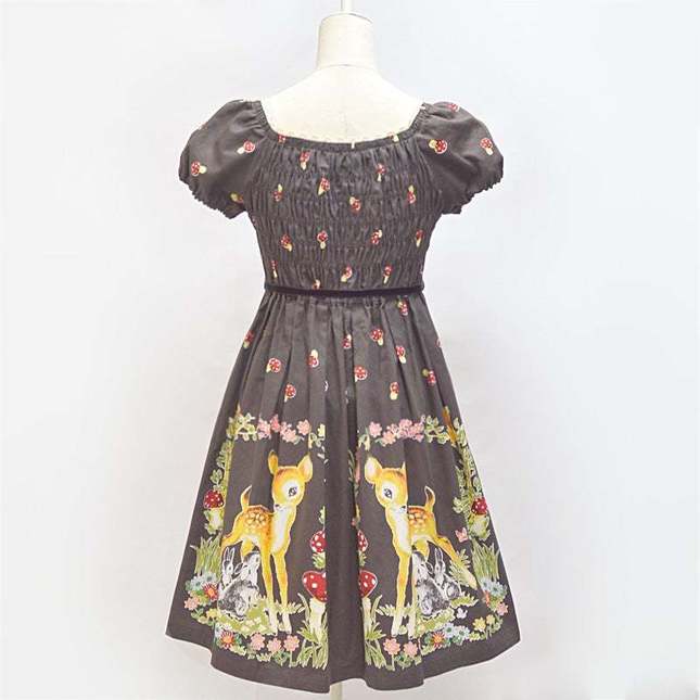 RT-199506　Emily Temple Cute　水玉模様と動物柄… Emily Temple Cute - Image Livre Print - Brown - One Piece - Lace